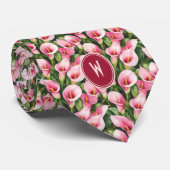 Roze Calla Lillies Bloemen Stropdas (Opgerold)