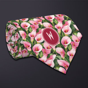 Roze Calla Lillies Bloemen  Stropdas