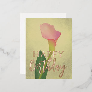 Roze Calla Lillies Gelukkige Verjaardag Folie Feestdagen Briefkaart