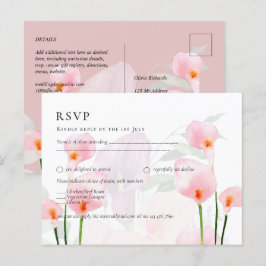 Roze Calla Lily Bouquet Wedding RSVP Briefkaart