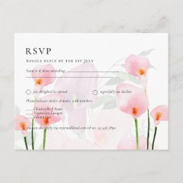 Roze Calla Lily Bouquet Wedding RSVP Briefkaart