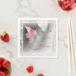 Roze Calla Lily Bruiloft Papieren Servetten