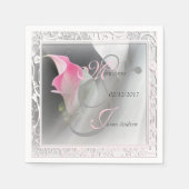 Roze Calla Lily Bruiloft Papieren Servetten (Voorkant)