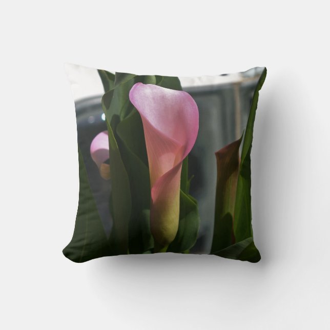 Roze Calla Lily (één zijde bedrukt) Kussen (Voorkant)