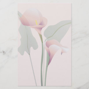 Roze Calla Lily Floral Stationery Briefpapier