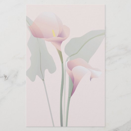 Roze Calla Lily Floral Stationery Briefpapier (Voorkant)