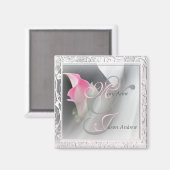 Roze Calla Lily Flourish Lijst Magnet (Voorkant / Achterkant)
