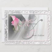Roze Calla Lily Flourish Lijst Wedding Invitation Kaart (Voorkant)