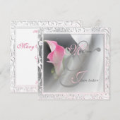 Roze Calla Lily Flourish Lijst Wedding Invitation Kaart (Voorkant / Achterkant)
