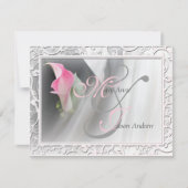 Roze Calla Lily Flourish Lijst Wedding Invitation Kaart (Voorkant)
