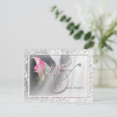 Roze Calla Lily Flourish Lijst Wedding Invitation Kaart (Staand voorkant)