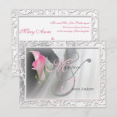 Roze Calla Lily Flourish Lijst Wedding Invitation Kaart (Voorkant / Achterkant)