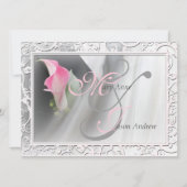 Roze Calla Lily Flourish Lijst Wedding Invitation Kaart (Voorkant)
