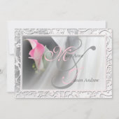 Roze Calla Lily Flourish Lijst Wedding Invitation Kaart (Voorkant)
