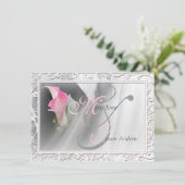 Roze Calla Lily Flourish Lijst Wedding Invitation Kaart (Staand voorkant)