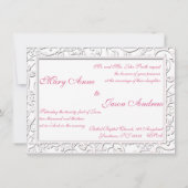 Roze Calla Lily Flourish Lijst Wedding Invitation Kaart (Achterkant)