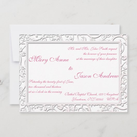 Roze Calla Lily Flourish Lijst Wedding Invitation Kaart (Achterkant)