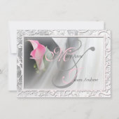 Roze Calla Lily Flourish Lijst Wedding Invitation Kaart (Voorkant)