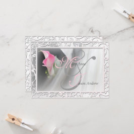 Roze Calla Lily Flourish Lijst Wedding Invitation Kaart
