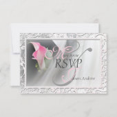 Roze Calla Lily Flourish Lijst Wedding RSVP (Voorkant)
