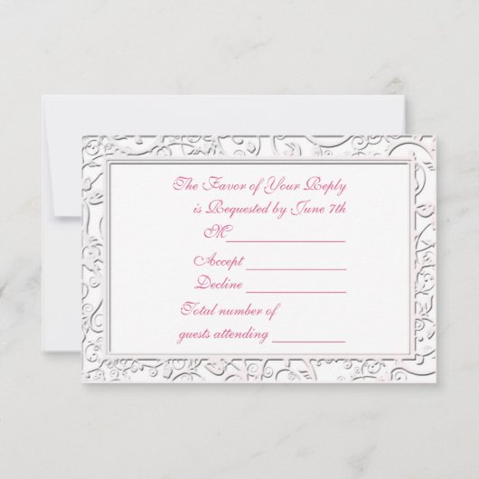 Roze Calla Lily Flourish Lijst Wedding RSVP (Achterkant)