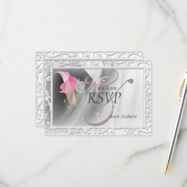 Roze Calla Lily Flourish Lijst Wedding RSVP Kaartje
