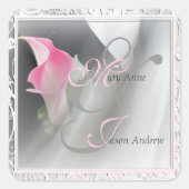 Roze Calla Lily Flourish Lijst Wedding Sticker (Voorkant)