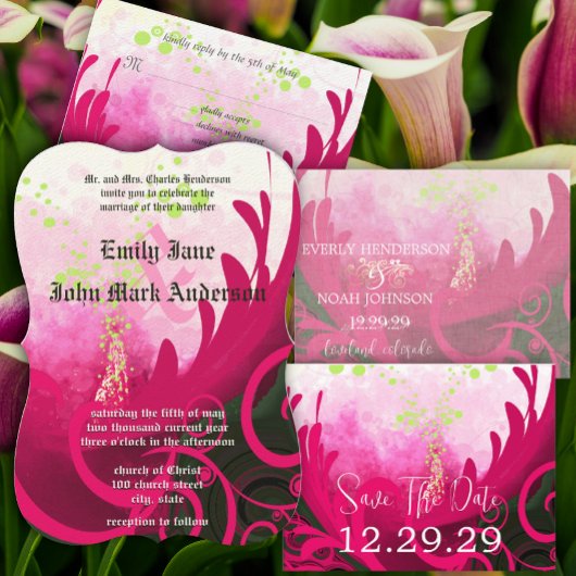 Roze Calla Lily Flower Wedding RSVP