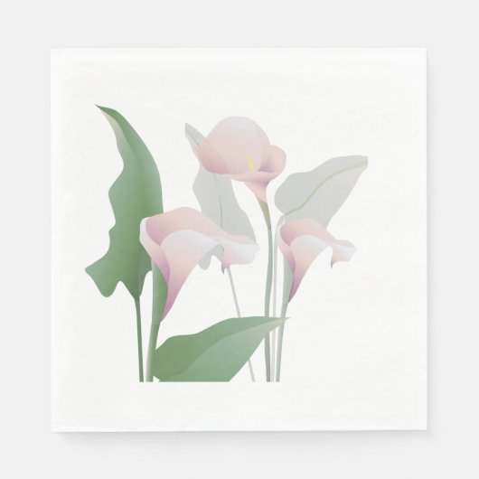 Roze Calla Lily Flowers Paper Napkins Servetten (Voorkant)
