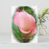 Roze Calla Lily Spathe Baby shower Kaart (Staand voorkant)
