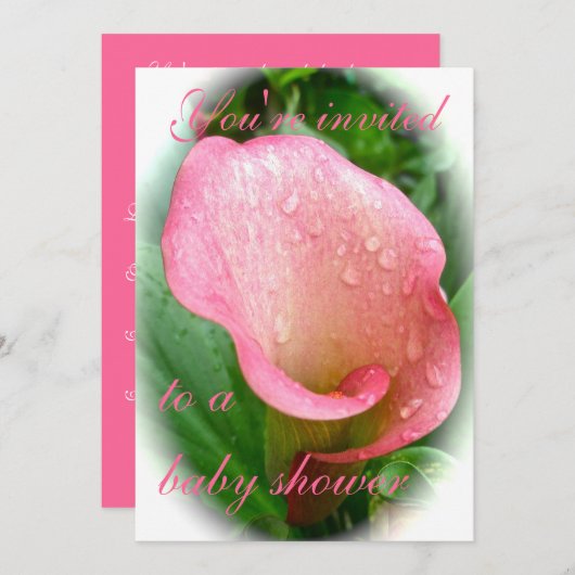 Roze Calla Lily Spathe Baby shower Kaart (Voorkant / Achterkant)