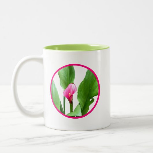 roze Calla Lily Tweekleurige Koffiemok (Links)
