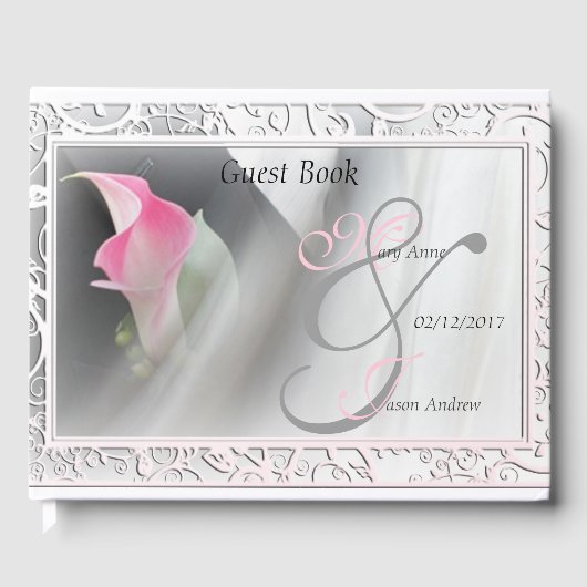 Roze Calla Lily Vourish Wedding Guest Book Gastenboek (Voorkant)