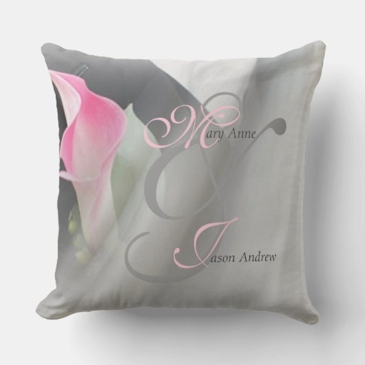 Roze Calla Lily Vourish Wedding Sierkussen (Voorkant)