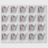 Roze Calla Lily Vourish Wedding Wrapping Paper Cadeaupapier (Vlak)