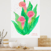 Roze Calla Lily Waterverf Flowers Botanisch Poster (Keuken)