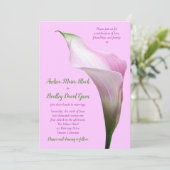 Roze Calla Lily Wedding Uitnodiging (Staand voorkant)