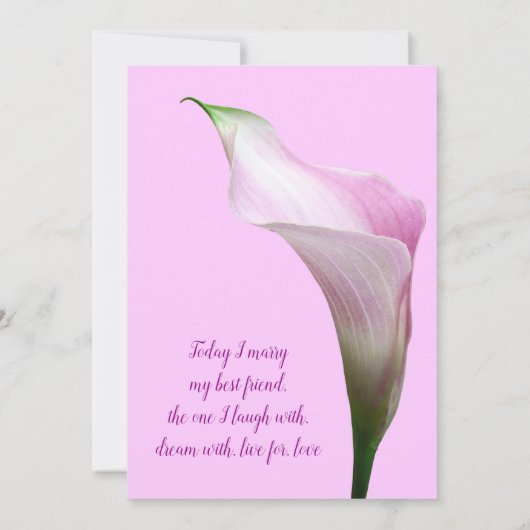Roze Calla Lily Wedding Uitnodiging (Achterkant)