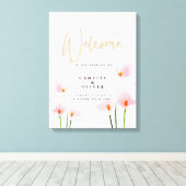 Roze Calla Lily Wedding Welkomstteken Canvas Afdruk (Insitu (Houten vloer))