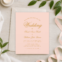 Roze Calligrafie Budget Huwelijksuitnodiging