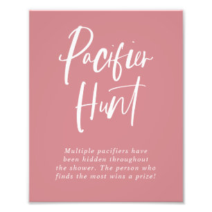 Roze Calligrafie Fopspeen Jacht Baby Borrel Teken Foto Afdruk