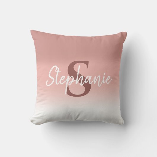 Roze Calligrafie Monogram Kussensloop Kussen (Voorkant)