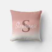 Roze Calligrafie Monogram Kussensloop met Schakeri Kussen (Voorkant)