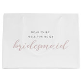 Roze Calligraphy Bruidsmeisje Aanzoek Cadeautas (Voorkant)