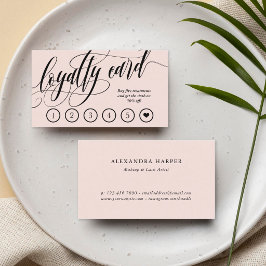Roze Calligraphy Loyaltykaart met Blozende Tint Klantenkaartje