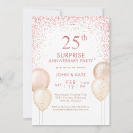 Roze Calligraphy Surprise 25e verjaardag Kaart