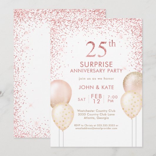 Roze Calligraphy Surprise 25e verjaardag Kaart (Voorkant / Achterkant)