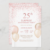 Roze Calligraphy Verrassing 25e Verjaardag Kaart (Voorkant / Achterkant)