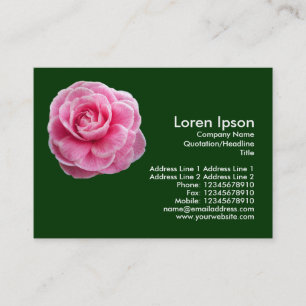 Roze Camelia 2 - Donkergroen Visitekaartje