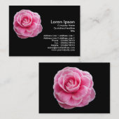 Roze Camelia 2 - zwart Visitekaartje (Voorkant / Achterkant)